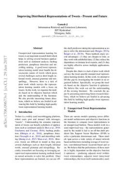 Improving Distributed Representations of Tweets - Present and Future