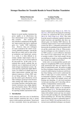 Stronger Baselines for Trustable Results in Neural Machine Translation