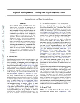 Bayesian Semisupervised Learning with Deep Generative Models