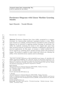 Persistence Diagrams with Linear Machine Learning Models