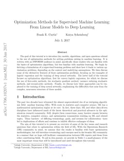 Optimization Methods for Supervised Machine Learning: From Linear Models
  to Deep Learning