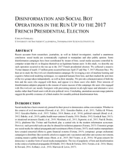 Disinformation and Social Bot Operations in the Run Up to the 2017
  French Presidential Election