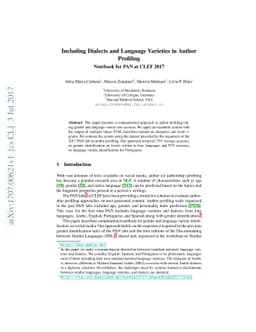Including Dialects and Language Varieties in Author Profiling