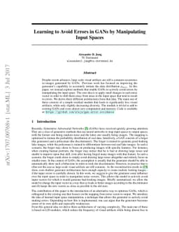 Learning to Avoid Errors in GANs by Manipulating Input Spaces