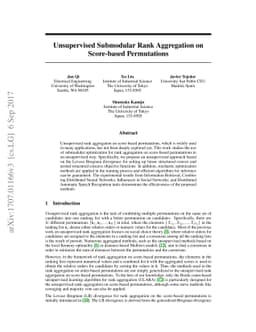 Unsupervised Submodular Rank Aggregation on Score-based Permutations