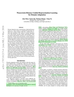 Wasserstein Distance Guided Representation Learning for Domain
  Adaptation