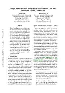 Multiple Range-Restricted Bidirectional Gated Recurrent Units with
  Attention for Relation Classification