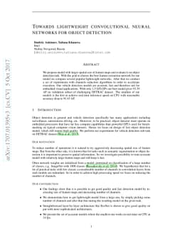 Towards lightweight convolutional neural networks for object detection