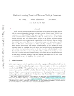 Machine-Learning Tests for Effects on Multiple Outcomes