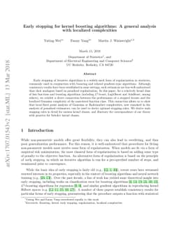 Early stopping for kernel boosting algorithms: A general analysis with
  localized complexities