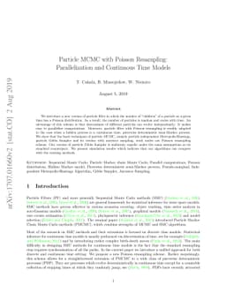 Particle MCMC with Poisson Resampling: Parallelization and Continuous
  Time Models