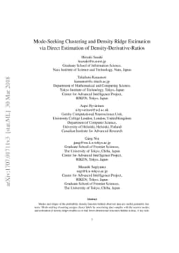 Mode-Seeking Clustering and Density Ridge Estimation via Direct
  Estimation of Density-Derivative-Ratios