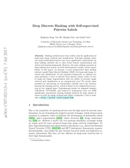 Deep Discrete Hashing with Self-supervised Pairwise Labels