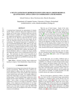 A multi-layer image representation using Regularized Residual
  Quantization: application to compression and denoising