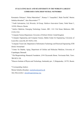 Evaluating race and sex diversity in the world's largest companies using
  deep neural networks