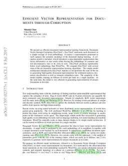 Efficient Vector Representation for Documents through Corruption