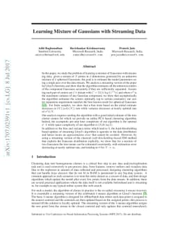 Learning Mixture of Gaussians with Streaming Data