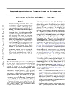 Learning Representations and Generative Models for 3D Point Clouds