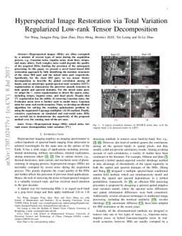 Hyperspectral Image Restoration via Total Variation Regularized Low-rank
  Tensor Decomposition