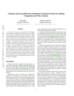 A Human and Group Behaviour Simulation Evaluation Framework utilising
  Composition and Video Analysis