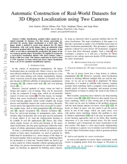 Automatic Construction of Real-World Datasets for 3D Object Localization
  using Two Cameras