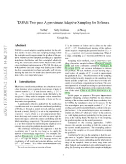 TAPAS: Two-pass Approximate Adaptive Sampling for Softmax