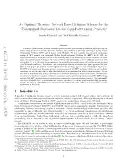 An Optimal Bayesian Network Based Solution Scheme for the Constrained
  Stochastic On-line Equi-Partitioning Problem