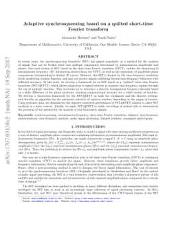 Adaptive synchrosqueezing based on a quilted short-time Fourier
  transform
