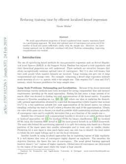 Reducing training time by efficient localized kernel regression