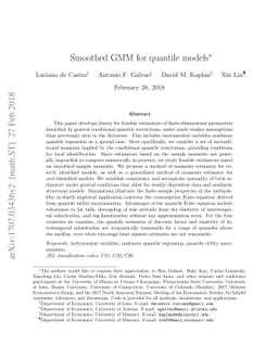 Smoothed GMM for quantile models