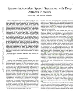 Speaker-independent Speech Separation with Deep Attractor Network