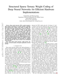 Structured Sparse Ternary Weight Coding of Deep Neural Networks for
  Efficient Hardware Implementations