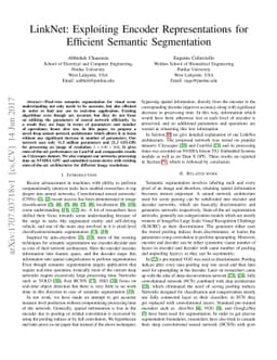 LinkNet: Exploiting Encoder Representations for Efficient Semantic
  Segmentation
