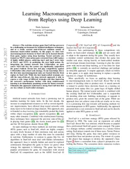Learning Macromanagement in StarCraft from Replays using Deep Learning
