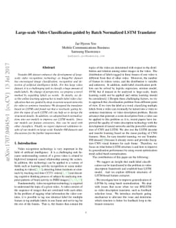 Large-scale Video Classification guided by Batch Normalized LSTM
  Translator