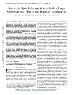 Automatic Speech Recognition with Very Large Conversational Finnish and
  Estonian Vocabularies
