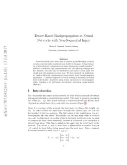 Tensor-Based Backpropagation in Neural Networks with Non-Sequential
  Input