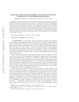 Identification of multi-object dynamical systems: consistency and Fisher
  information