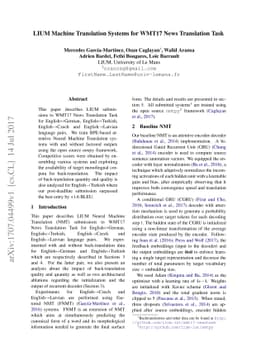 LIUM Machine Translation Systems for WMT17 News Translation Task