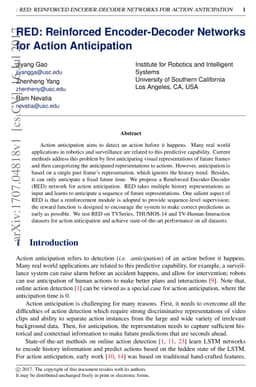 RED: Reinforced Encoder-Decoder Networks for Action Anticipation
