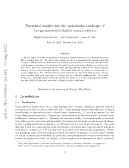 Theoretical insights into the optimization landscape of
  over-parameterized shallow neural networks