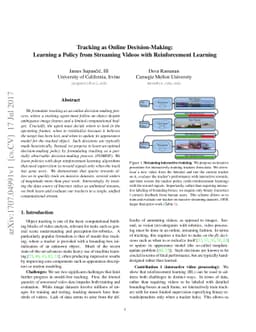 Tracking as Online Decision-Making: Learning a Policy from Streaming
  Videos with Reinforcement Learning