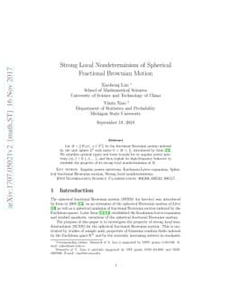 Strong Local Nondeterminism of Spherical Fractional Brownian Motion