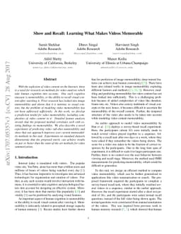 Show and Recall: Learning What Makes Videos Memorable