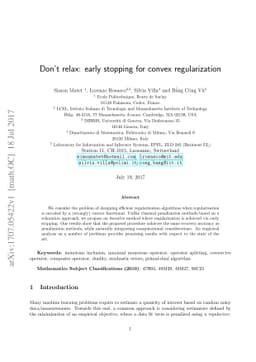 Don't relax: early stopping for convex regularization