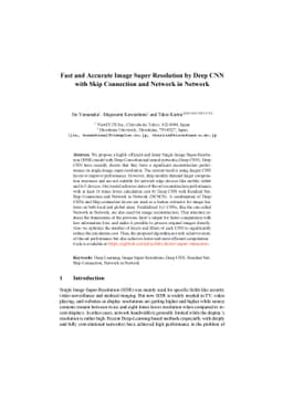Fast and Accurate Image Super Resolution by Deep CNN with Skip
  Connection and Network in Network