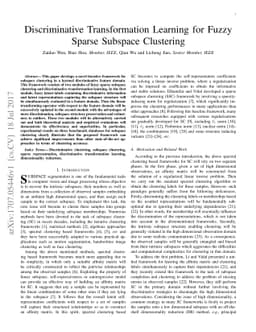 Discriminative Transformation Learning for Fuzzy Sparse Subspace
  Clustering
