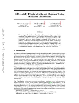 Differentially Private Identity and Closeness Testing of Discrete
  Distributions