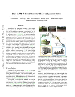 Robust Monocular SLAM for Egocentric Videos