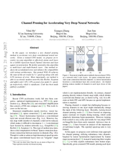 Channel Pruning for Accelerating Very Deep Neural Networks